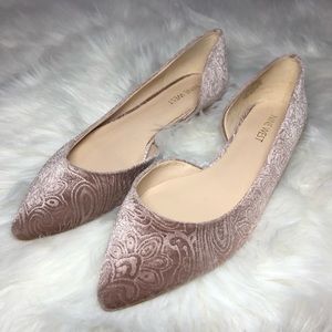 Nine West Blush Pink Dorsay Velvet Flats